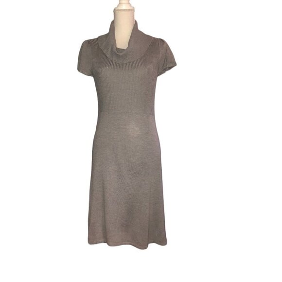 Calvin Klein Dresses & Skirts - CALVIN KLEIN Sz M Women's Y2K Gray Short Sleeves Cowl Neck Ribbed Sweater Dress